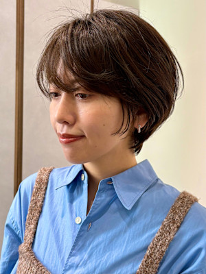 ショート・ボブ/丸顔/前髪あり/絶壁解消/40代/50代/