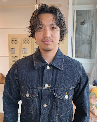 センターパート大人色気パーマラルフカールスサーフカール