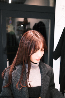 ボルドーピンク/髪質改善カラー