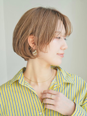 ショート・ボブ/丸顔/前髪あり/絶壁解消/40代/50代/
