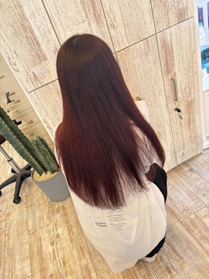 大人かわいい/レッド/ストレート/韓国