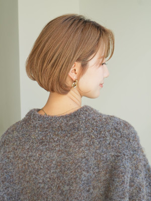 ショート・ボブ/丸顔/前髪あり/絶壁解消/40代/50代/