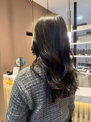 顔周りレイヤー・透け感ダークブラウン♪20代