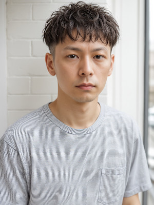 波巻きツイストスパイラル刈り上げマッシュp1　