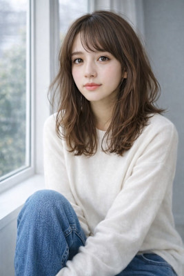 愛されヘア柔らかミディレイヤー