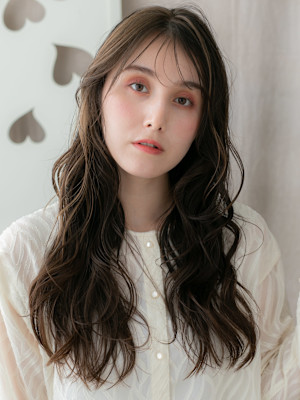 大人可愛いフェイスフレーミング韓国巻き小顔ロング20代30代