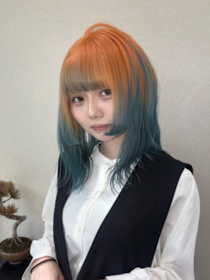 ルーツカラー　デザインカラー　ケアブリーチカラー　姫レイヤー