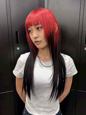 ルーツカラー　デザインカラー　ケアブリーチカラー　姫レイヤー