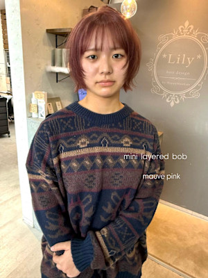 レイヤーボブ × モーヴピンク