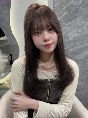 オリーブグレ／小顔に見せるヘア／ココアベージュ／黒髪カタログ