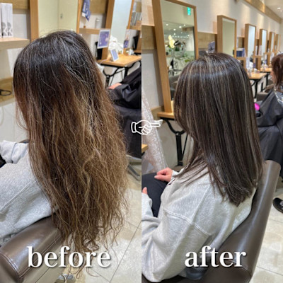 白髪ぼかし細めハイライト30代40代50代ベージュ