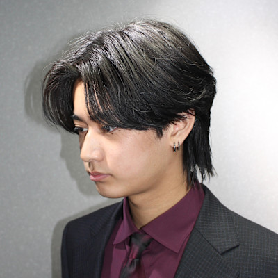 フェザーパーマ×センターパート