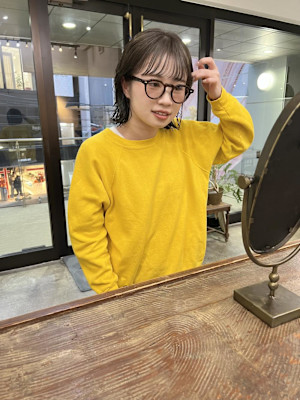 ボブ　パーマ　赤み消しカラー