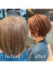 白髪ぼかし細めハイライト30代40代50代グレージュ