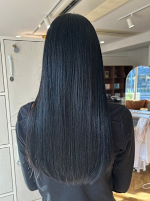 黒髪/ワンレングス/ブリーチで落ちる黒染め