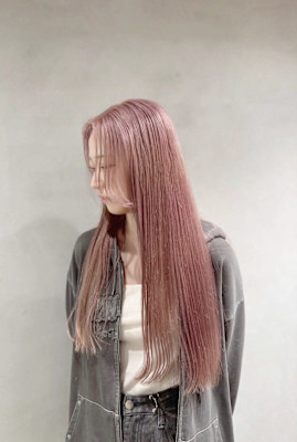 コーラルピンクダブルカラー・ピンクベージュ・ブリーチあり