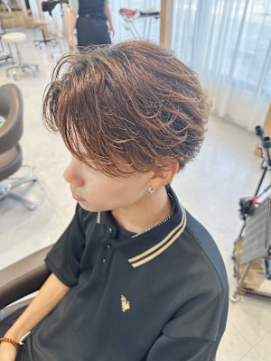 ショートセンターパート・フェザーパーマ・ニュアンスサーフ