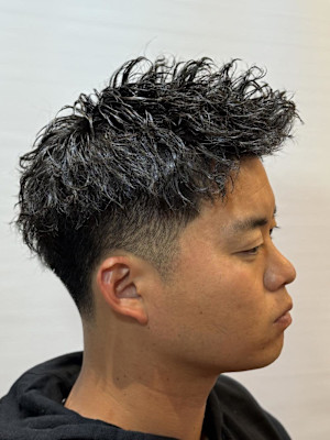 無造作ピンパーマ<理容室><バーバー>