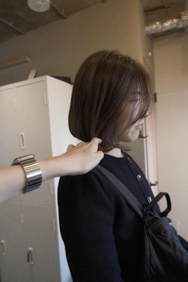 チョコレートブラウン/大人丸みボブ/20代/30代/髪質改善