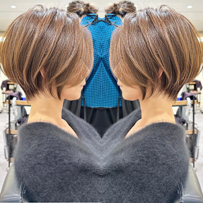 40代50代60代 大人ショート 丸顔 前髪なし似合わせ　安