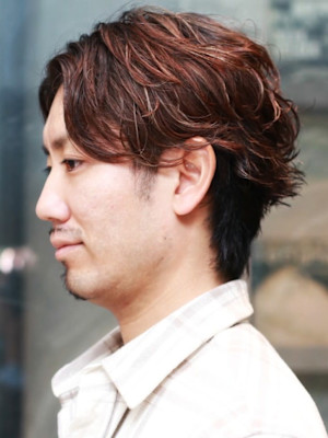 センターパート ニュアンスパーマ ナチュラルブラウン 30代