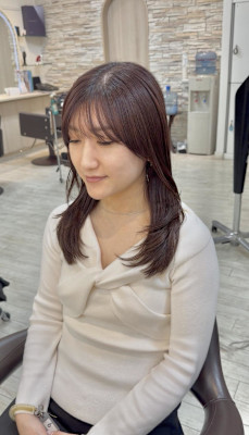 20代30代カシスブラウンレイヤースタイル艶カラー
