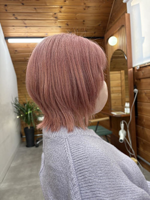 ショートウルフ×ペールピンク