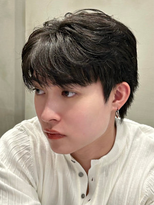 men's/顔周り/ニュアンスパーマ/黒染め/韓国ヘア