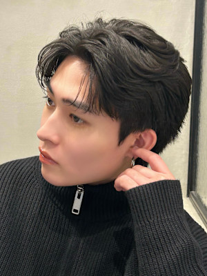 men's/顔周り/ニュアンスパーマ/黒染め/韓国ヘア