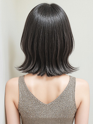 フェイスフレーミング暗髪透明感くびれミディp1ダークアッシュ