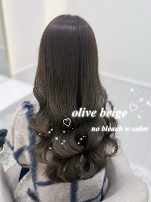 ブリーチなしダブルカラーオリーブベージュ＊rina