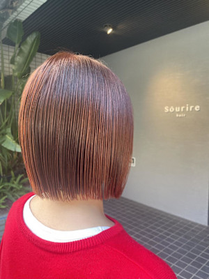 切りっぱなしボブ×ボルドーヘア