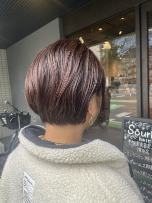 カカオブラウン×短めショートボブ
