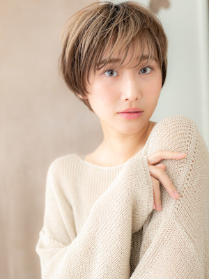 アンブレラカラー抜け感小顔ショートマッシュパーマ20代30代