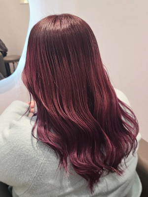 【南部担当】カシスピンク/ブリーチ履歴有り/馴染ませカラー