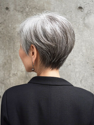 グレイヘアボブスタイル