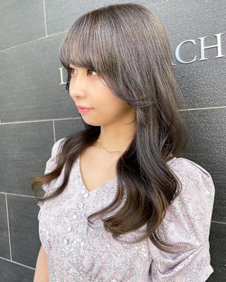 ミルクティーブラウン/ミディアムレイヤー/韓国巻き