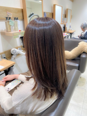 白髪ぼかし細めハイライト30代40代50代ベージュ