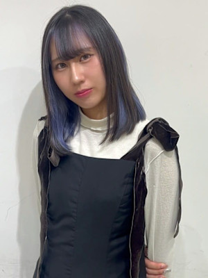 デザインカラー インナーカラー シルバー ブルー ミディアム