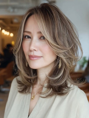 ミディアムレイヤー/白髪ぼかし/白髪染め/ハイライト