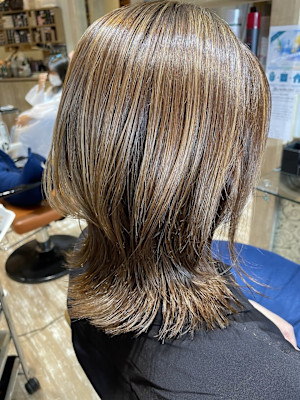 シークレットハイライト/白髪ぼかし/外ハネ/下赤塚