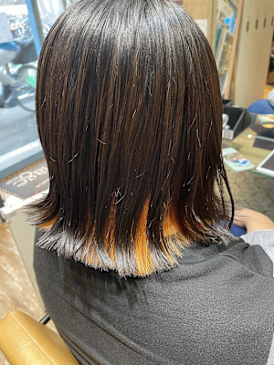 インナーカラー/オレンジ/外ハネ