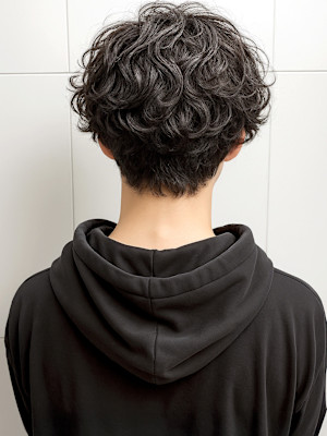 アップバング波打ちパーマフェザーショートp1　ラルフサーフ