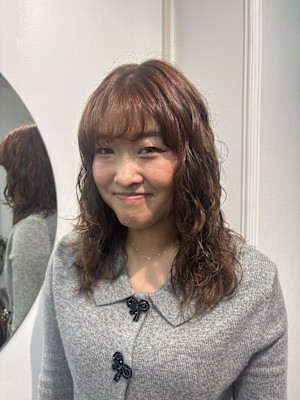 クリームパーマ/パーマアレンジ/ウェーブヘア/ベージュカラー