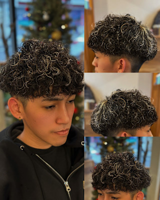 【大人おしゃれプードルパーマ×シルバーメッシュ】