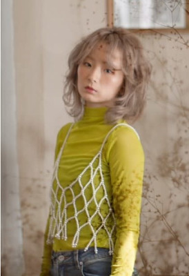 ミディアム/ウルフ/レイヤー/ベージュ　tiptop目白