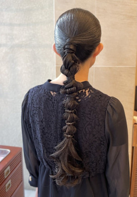 ヘアアレンジ/ヘアセット/カチモリ/編みおろし/シニヨン　