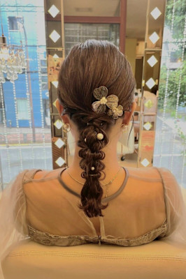 ヘアアレンジ/ヘアセット/カチモリ/編みおろし/シニヨン　