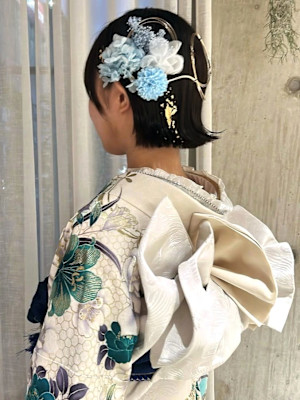 成人式 着付け ショートアレンジ 着物ヘア 外ハネボブ