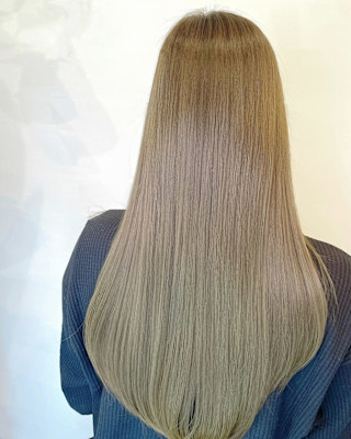 ロングカット+オリーブベージュ